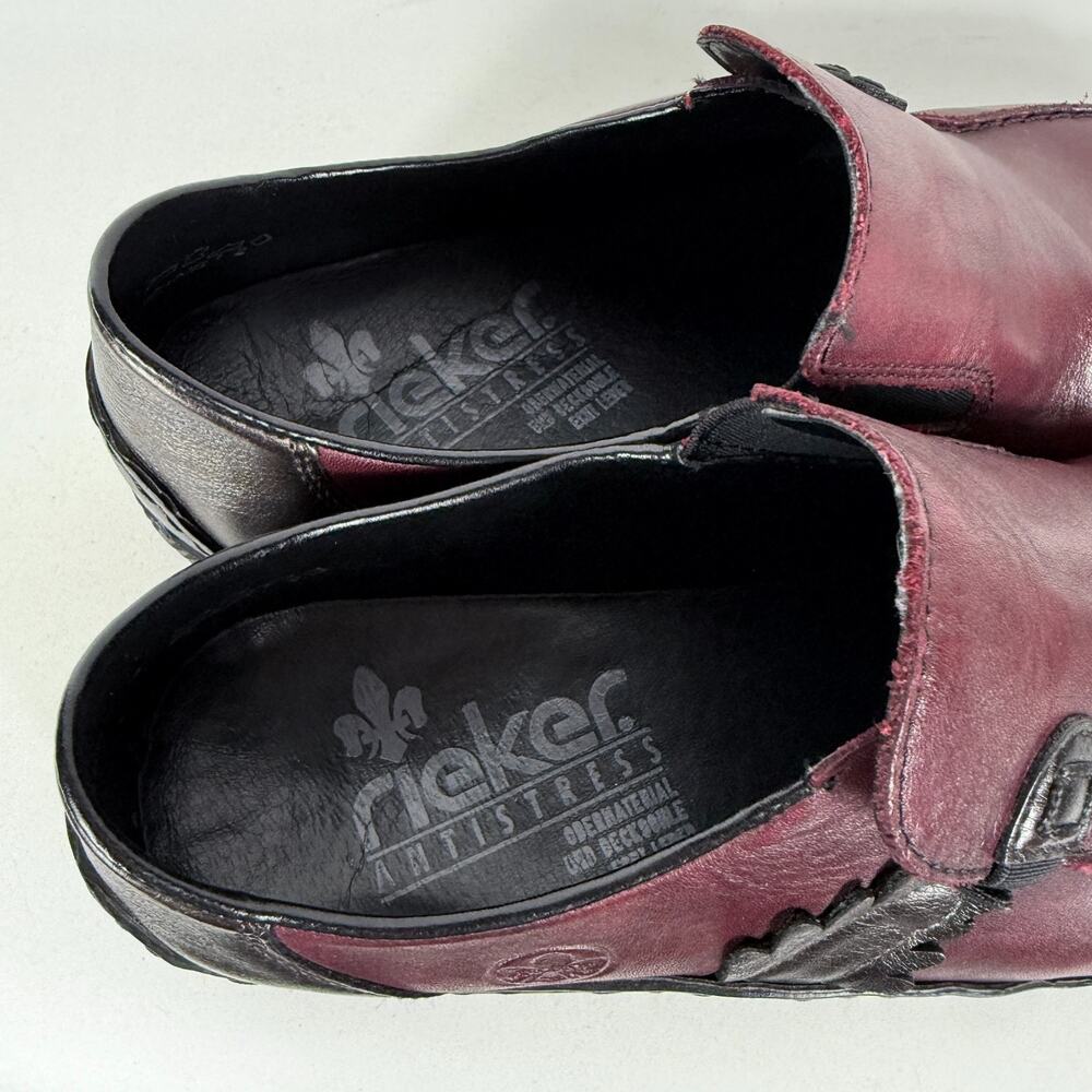 Rieker Celia 59 Loafers Women’s 7.5 Burgundy Leather Comfort Slip On Moccasin - Picture 9 of 10